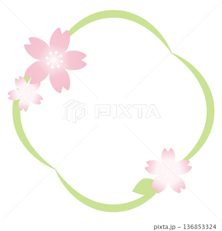 可愛い桜の花の和風フレーム 136853324