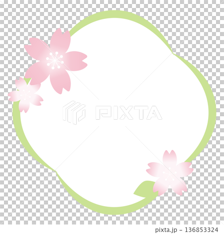 可愛い桜の花の和風フレーム 136853324