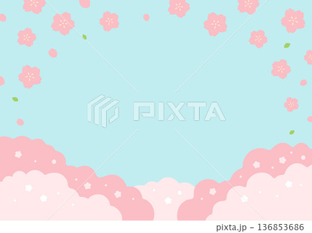 桜の花と青空のフレーム背景 桜の花と青空のフレーム背景 136853686
