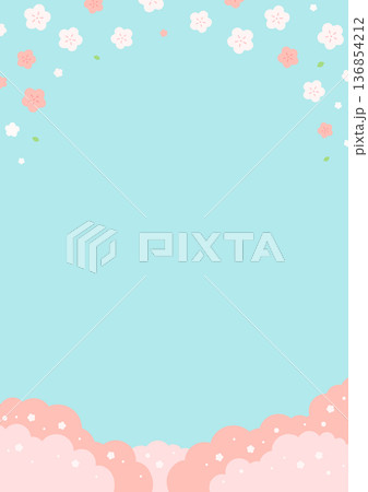 かわいい桜の背景、水色の縦長背景 かわいい桜の背景、水色の縦長背景 136854212