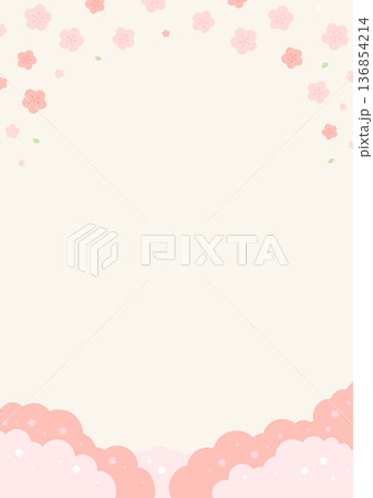 かわいい桜の背景、ベージュの縦長背景 かわいい桜の背景、ベージュの縦長背景 136854214
