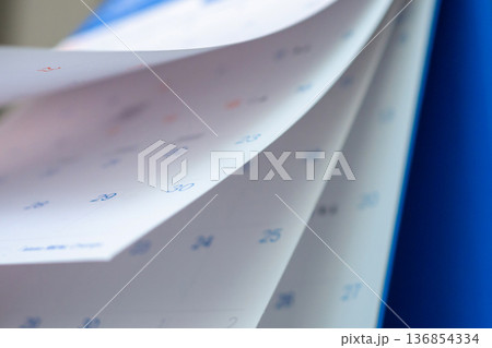 Abstract blur calendar page flipping sheet close up background business schedule planning appointment meeting concept 136854334