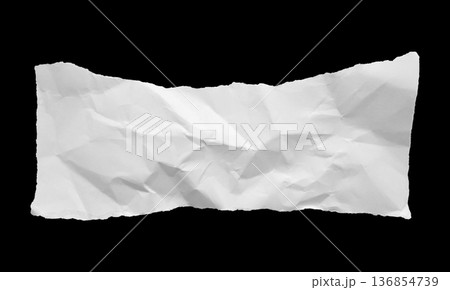 White crumpled ripped paper torn edges strips isolated on black background White crumpled ripped paper torn edges strips isolated on black background 136854739