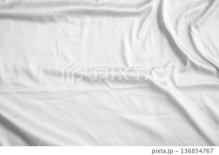 Abstract white wrinkled bedding sheet fabric texture background Abstract white wrinkled bedding sheet fabric texture background 136854767
