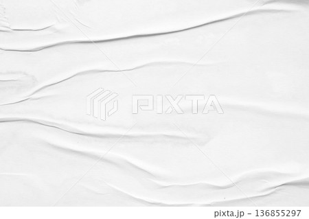 white crumpled and creased glued wrinkled paper poster texture background white crumpled and creased glued wrinkled paper poster texture background 136855297