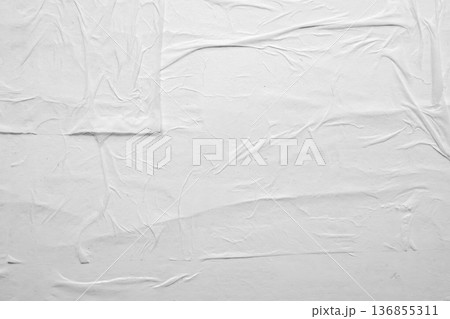 white crumpled and creased glued wrinkled paper poster texture background white crumpled and creased glued wrinkled paper poster texture background 136855311