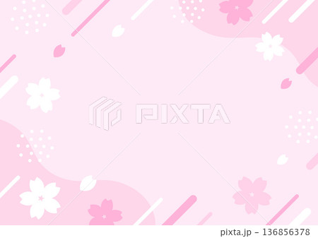 ピンクの桜の幾何学フレーム背景 ピンクの桜の幾何学フレーム背景 136856378