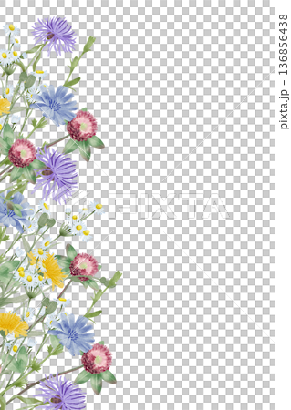 Wildflowers Vertical Watercolor Border Wildflowers Vertical Watercolor Border 136856438