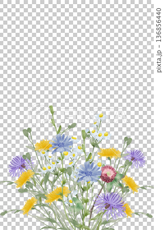 Wildflowers Watercolor Postcard Composition 136856440