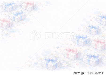ホワイトデーシリーズ：ギフトの密度が変化するデザイン 136856941