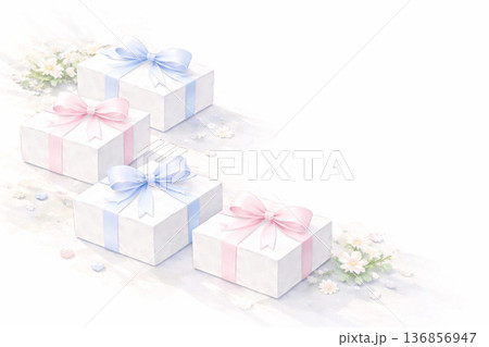 ホワイトデーシリーズ：ギフトと影のミニマルな企業向け背景 136856947