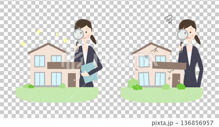 一名身穿西裝的女子正在查看房屋 136856957