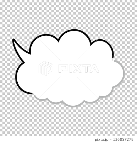 シンプルな雲型もこもこ吹き出し(白背景) シンプルな雲型もこもこ吹き出し(白背景) 136857279