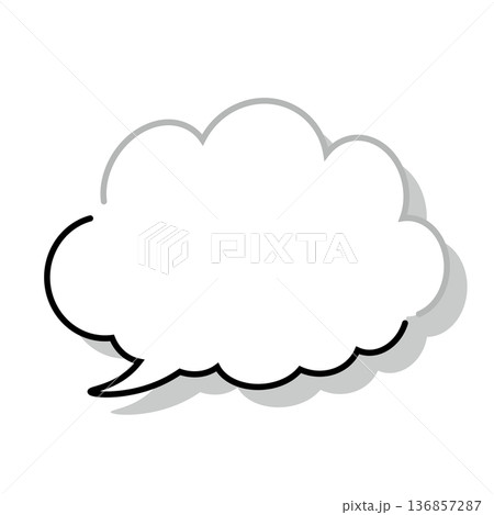 シンプルな雲型もこもこ吹き出し(白背景) シンプルな雲型もこもこ吹き出し(白背景) 136857287