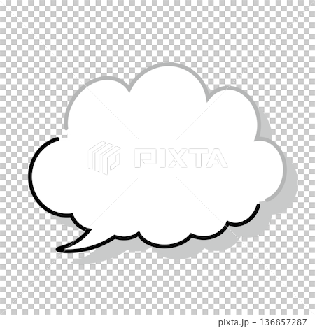 シンプルな雲型もこもこ吹き出し(白背景) シンプルな雲型もこもこ吹き出し(白背景) 136857287