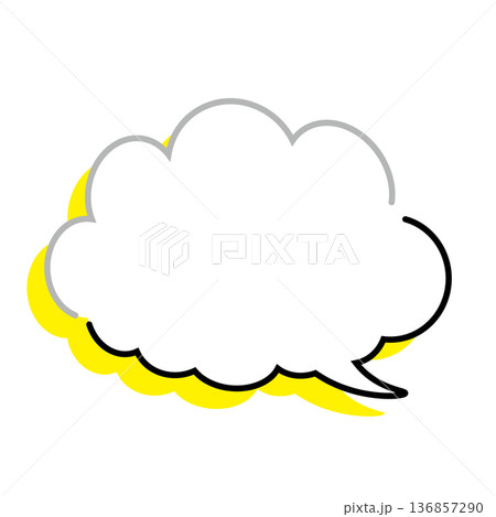シンプルな雲型もこもこ吹き出し(白背景) シンプルな雲型もこもこ吹き出し(白背景) 136857290