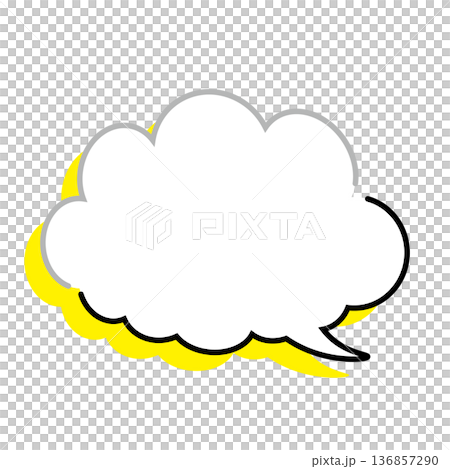 シンプルな雲型もこもこ吹き出し(白背景) シンプルな雲型もこもこ吹き出し(白背景) 136857290