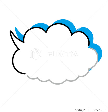 シンプルな雲型もこもこ吹き出し(白背景) シンプルな雲型もこもこ吹き出し(白背景) 136857300