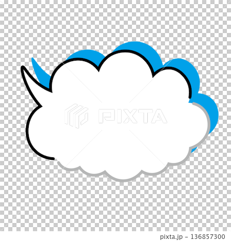 シンプルな雲型もこもこ吹き出し(白背景) シンプルな雲型もこもこ吹き出し(白背景) 136857300