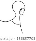 女の子の線画イラスト 136857703