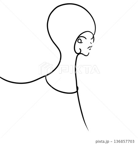女の子の線画イラスト 136857703