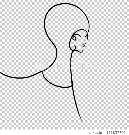 女の子の線画イラスト 136857703