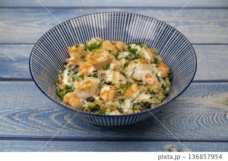 RECIPE FOR PASTOSOTTO ORZO PASTA WITH SPINACH, MUSHROOMS, SCALLOPS, AND SHRIMP RECIPE FOR PASTOSOTTO ORZO PASTA WITH SPINACH, MUSHROOMS, SCALLOPS, AND SHRIMP 136857954
