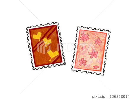 切手　ふたつ 136858014