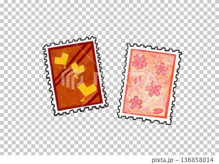 切手　ふたつ 136858014