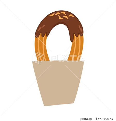 Illustration of Churros in Chocolate Cone Illustration of Churros in Chocolate Cone 136859073