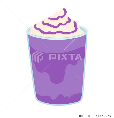Illustration of Purple Dessert Beverage Iced Ube Latte (Purple Yam Coffee) Illustration of Purple Dessert Beverage Iced Ube Latte (Purple Yam Coffee) 136859075