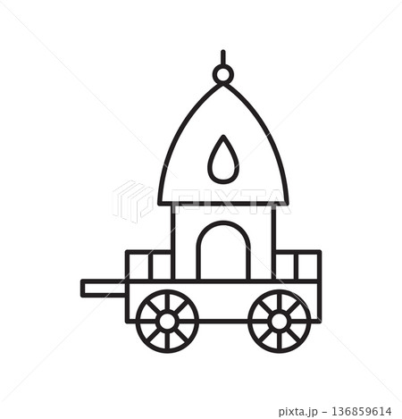 Ratha Yatra Hindu festival chariot icon. Vector illustration 136859614