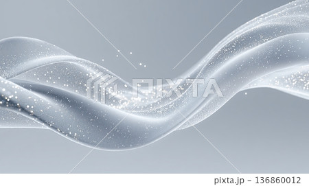 Silver Abstract Flow with Sparkling Particlesのイラスト素材 [136860012] - PIXTA