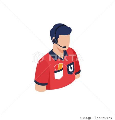 Customer service representative with headset and red uniform providing support and assistance in communication vector illustration Customer service representative with headset and red uniform providing support and assistance in communication vector illustration 136860575