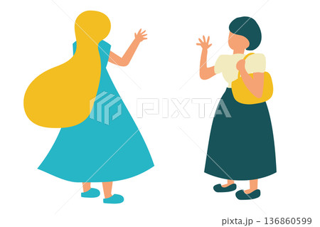 あいさつをする女性のフラットイラスト あいさつをする女性のフラットイラスト 136860599