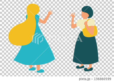 あいさつをする女性のフラットイラスト あいさつをする女性のフラットイラスト 136860599