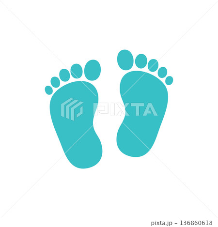 Baby feet icon simple turquoise vector design isolated on white background for digital use and print purposes 136860618