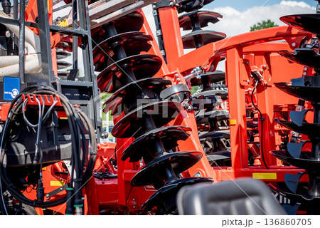Modern agricultural machinery and equipment. Industrial details. Modern agricultural machinery and equipment. Industrial details. 136860705