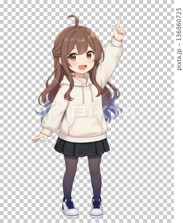 指差しするちびキャラの女の子02 指差しするちびキャラの女の子02 136860725