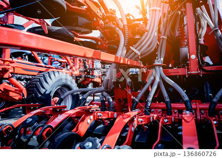Modern agricultural machinery and equipment. Industrial details. Modern agricultural machinery and equipment. Industrial details. 136860726
