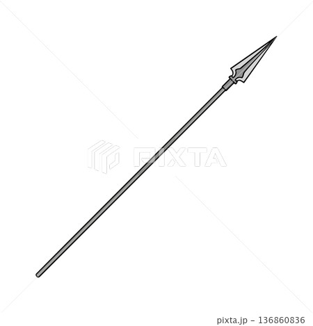 Spear weapon with pointed blade and long shaft simple medieval design vector illustration 136860836