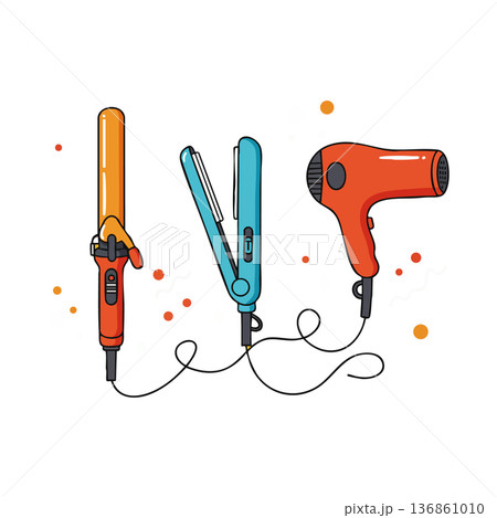 Hair Styling Tools Set with Curling Iron Flat Iron and Hair Dryer in Bright Colors for Beauty and Salon Use Hair Styling Tools Set with Curling Iron Flat Iron and Hair Dryer in Bright Colors for Beauty and Salon Use 136861010