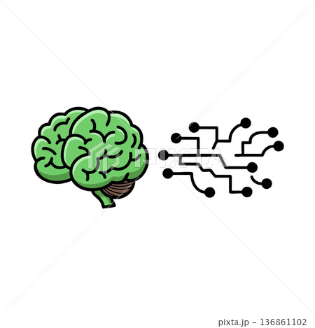 Brain with digital circuit connections symbolizing technology and intelligence vector illustration Brain with digital circuit connections symbolizing technology and intelligence vector illustration 136861102