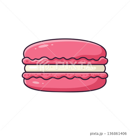 Pink macaron dessert sweet treat vector illustration for bakery and pastry design 136861406