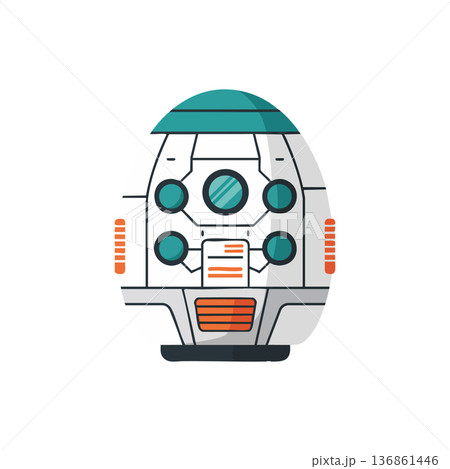 Futuristic spacecraft module with geometric control panels and teal accents vector illustration 136861446
