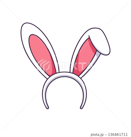 Bunny ears headband with white and pink colors cute accessory for costume party and festive events vector illustration Bunny ears headband with white and pink colors cute accessory for costume party and festive events vector illustration 136861711
