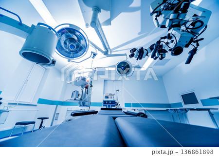Modern equipment in operating room. Medical devices for neurosurgery. Modern equipment in operating room. Medical devices for neurosurgery. 136861898