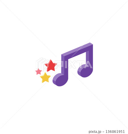 Purple Music Note Icon with Colorful Stars Vector Design for Creative Sound and Audio Projects 136861951