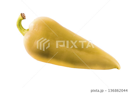 One whole yellow peppers on a white background 136862044