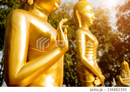 Symbols of Buddhism. Hands of buddist statues. South-Eastern Asia. Symbols of Buddhism. Hands of buddist statues. South-Eastern Asia. 136862393